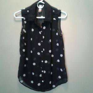 Sleeveless Polka-dot Blouse Sz Med